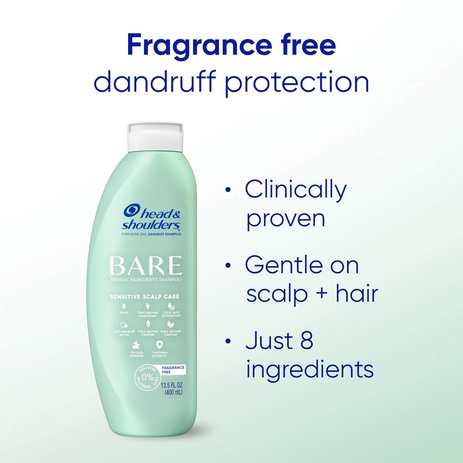 image:imageHead amp Shoulders AntiDandruff Shampoo and Conditioner BARE Pure Clean 2in1 Twin Pack 1 Pyrithione Zinc Scalp Care SulfateFree SiliconeFree 135 fl oz EachFragranceFree