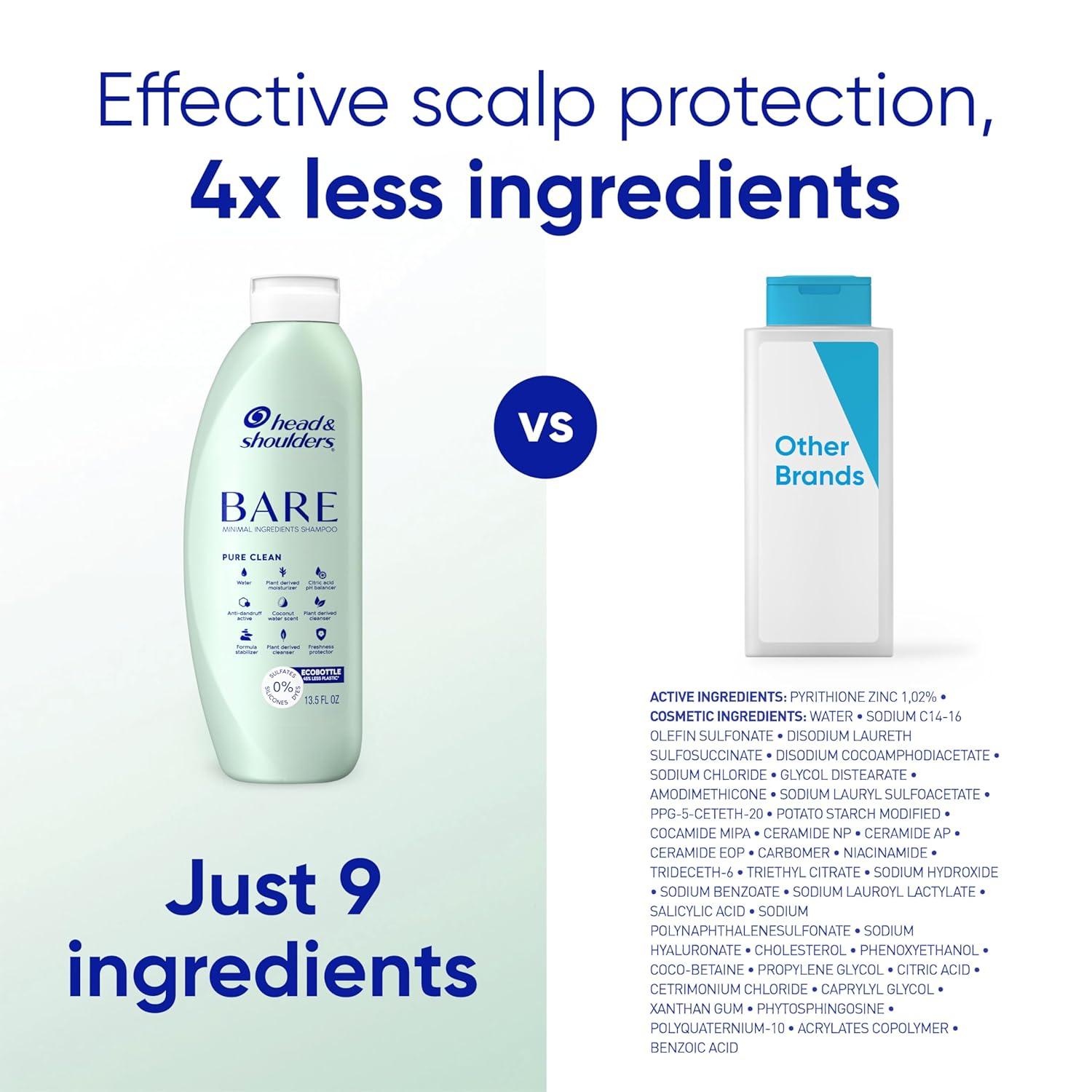 image:imageHead amp Shoulders AntiDandruff Shampoo and Conditioner BARE Pure Clean 2in1 Twin Pack 1 Pyrithione Zinc Scalp Care SulfateFree SiliconeFree 135 fl oz EachPure Clean