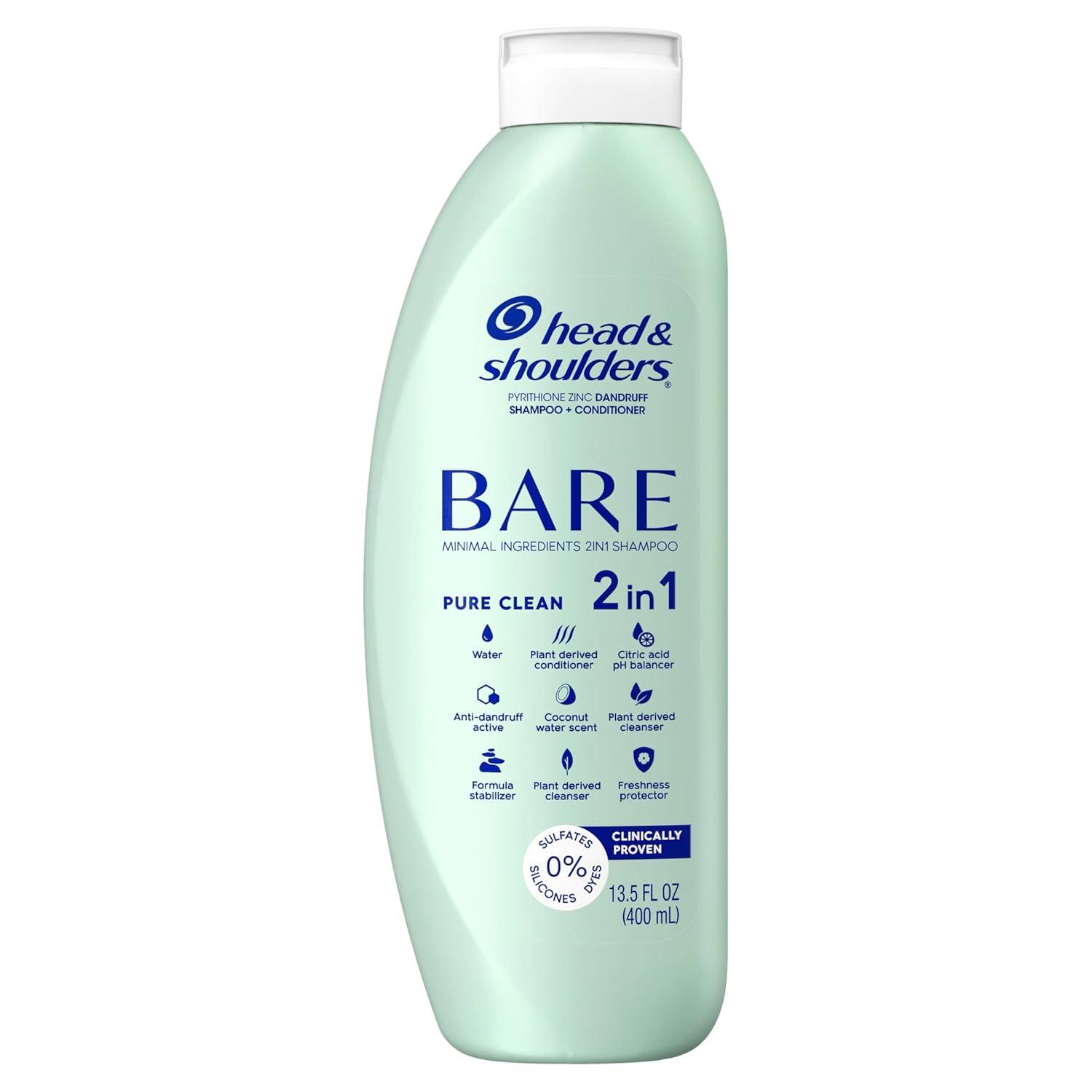 image:imageHead amp Shoulders AntiDandruff Shampoo and Conditioner BARE Pure Clean 2in1 Twin Pack 1 Pyrithione Zinc Scalp Care SulfateFree SiliconeFree 135 fl oz EachPure Clean