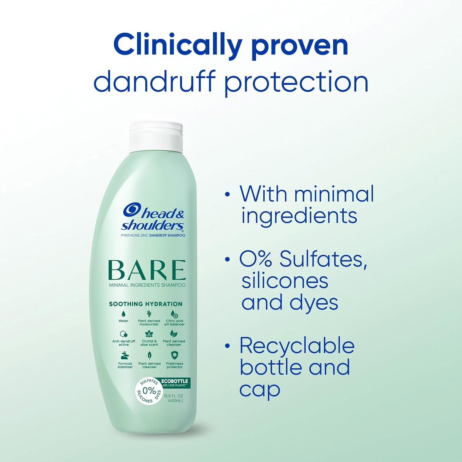 image:imageHead amp Shoulders AntiDandruff Shampoo and Conditioner BARE Pure Clean 2in1 Twin Pack 1 Pyrithione Zinc Scalp Care SulfateFree SiliconeFree 135 fl oz EachSoothing Hydration
