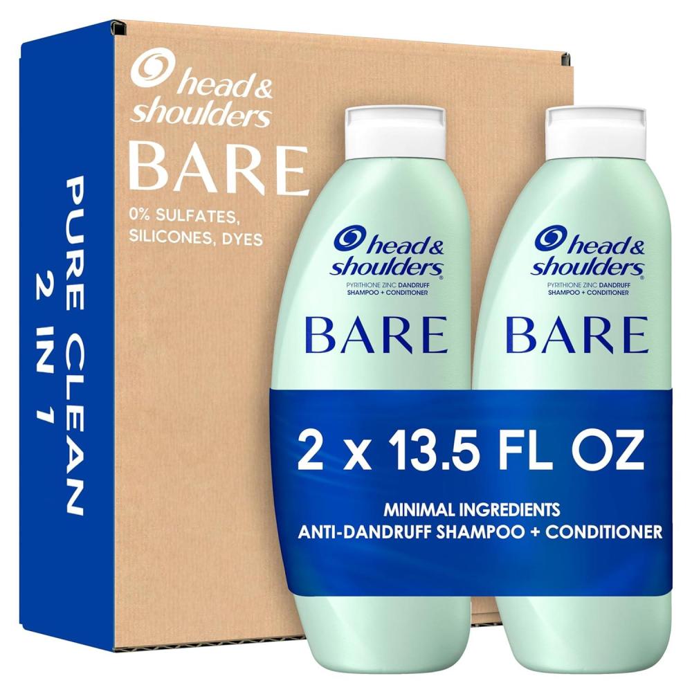 image:imageHead amp Shoulders AntiDandruff Shampoo and Conditioner BARE Pure Clean 2in1 Twin Pack 1 Pyrithione Zinc Scalp Care SulfateFree SiliconeFree 135 fl oz EachPure Clean