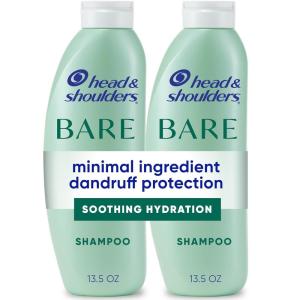 Head & Shoulders Anti-Dandruff Shampoo and Conditioner, BARE Pure Clean 2-in-1 Twin Pack, 1% Pyrithione Zinc, Scalp Care, Sulfate-Free, Silicone-Free, 13.5 fl oz Each(Soothing Hydration)