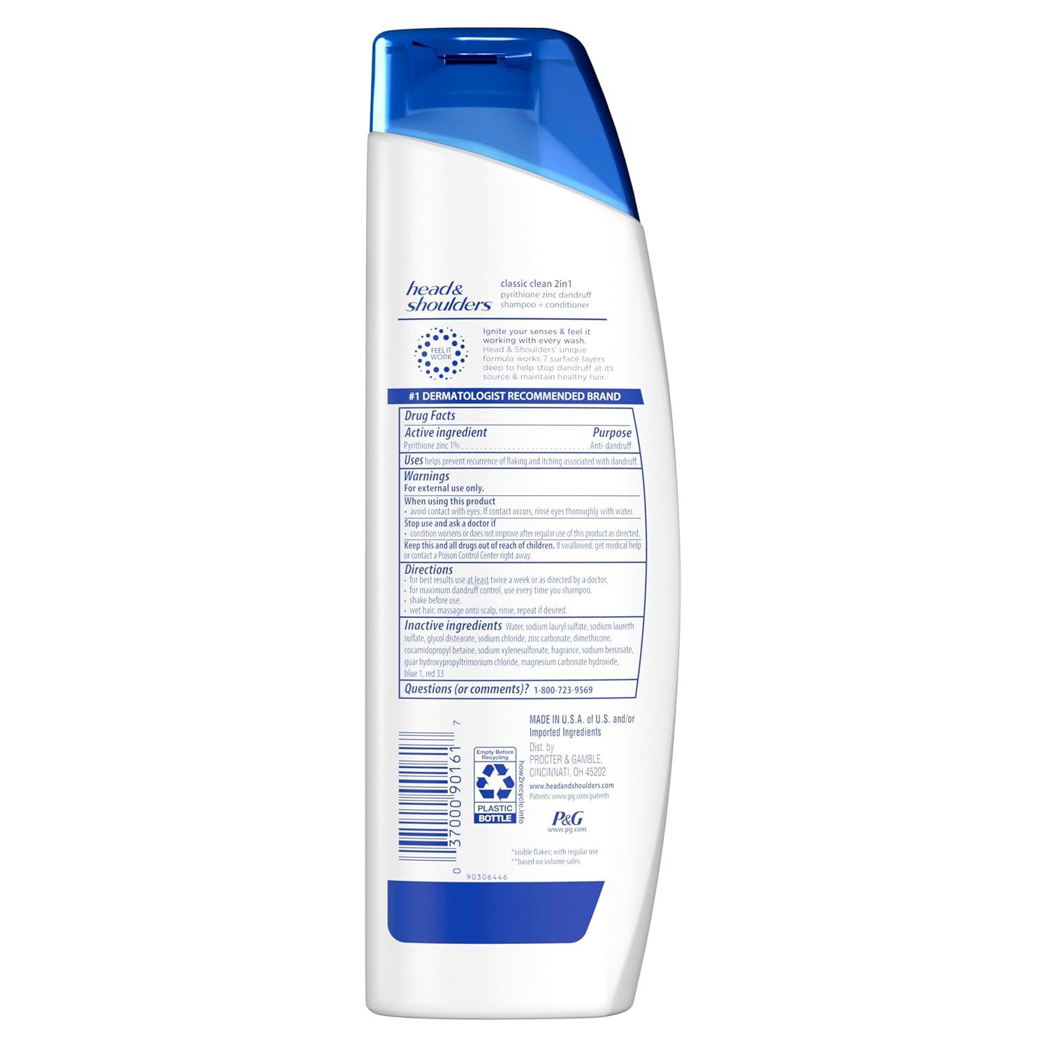 image:imageHead amp Shoulders AntiDandruff Shampoo and Conditioner Classic Clean 2in1 1 Pyrithione Zinc Flake Control Deep Clean Scalp Care Fresh Scent 845 fl oz845 Fl Oz Pack of 1