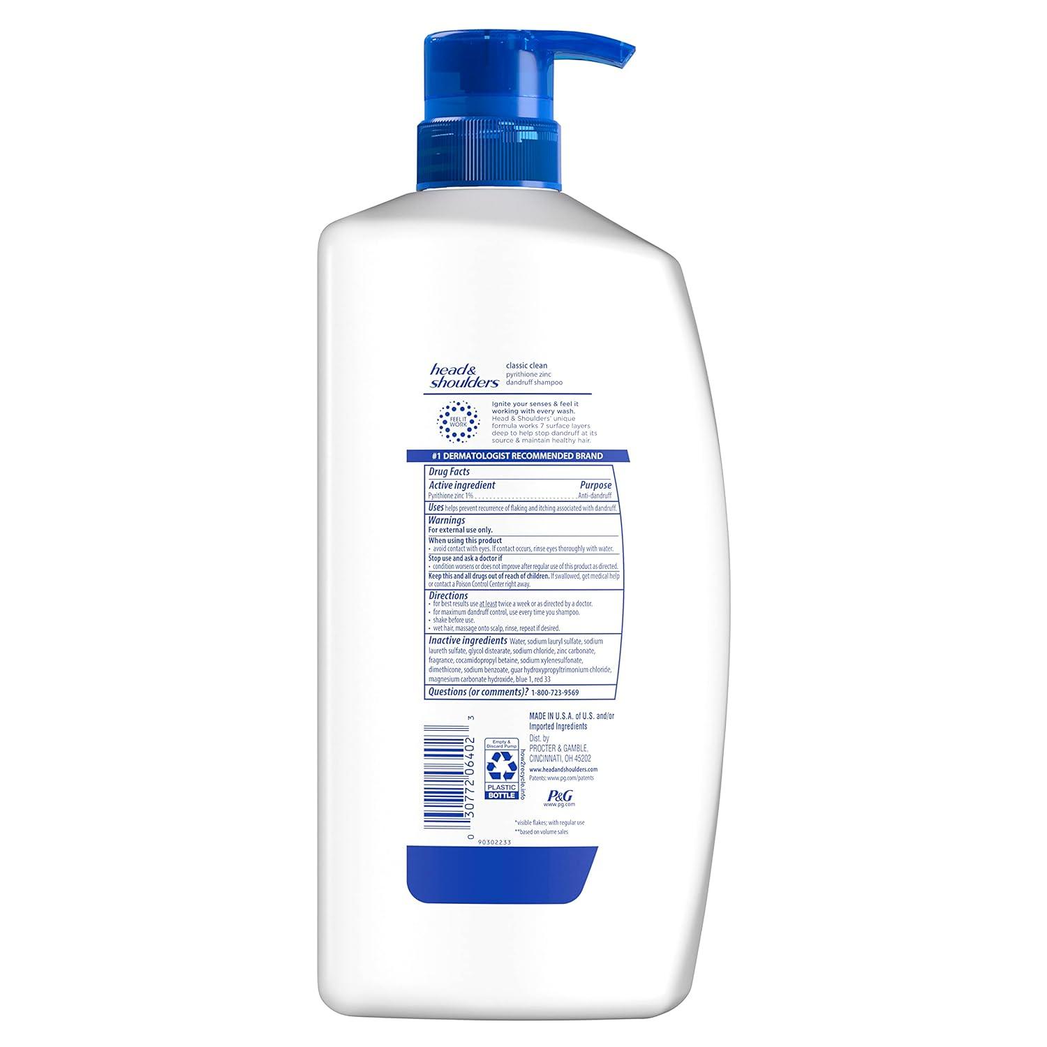 image:imageHead amp Shoulders AntiDandruff Shampoo with 1 Pyrithione Zinc Classic Clean Fresh Scent Daily Use Moisturizing Flake Control ColorSafe Safe for All Hair Types Dry Itchy Scalp 282 Fl Oz