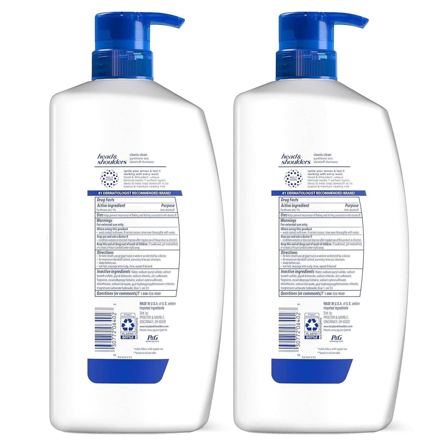 image:imageHead amp Shoulders AntiDandruff Shampoo with 1 Pyrithione Zinc Clinically Proven amp Scalp Care Treatment Fresh Green Apple Scent 321 Fl Oz Each 2 PackClassic Clean