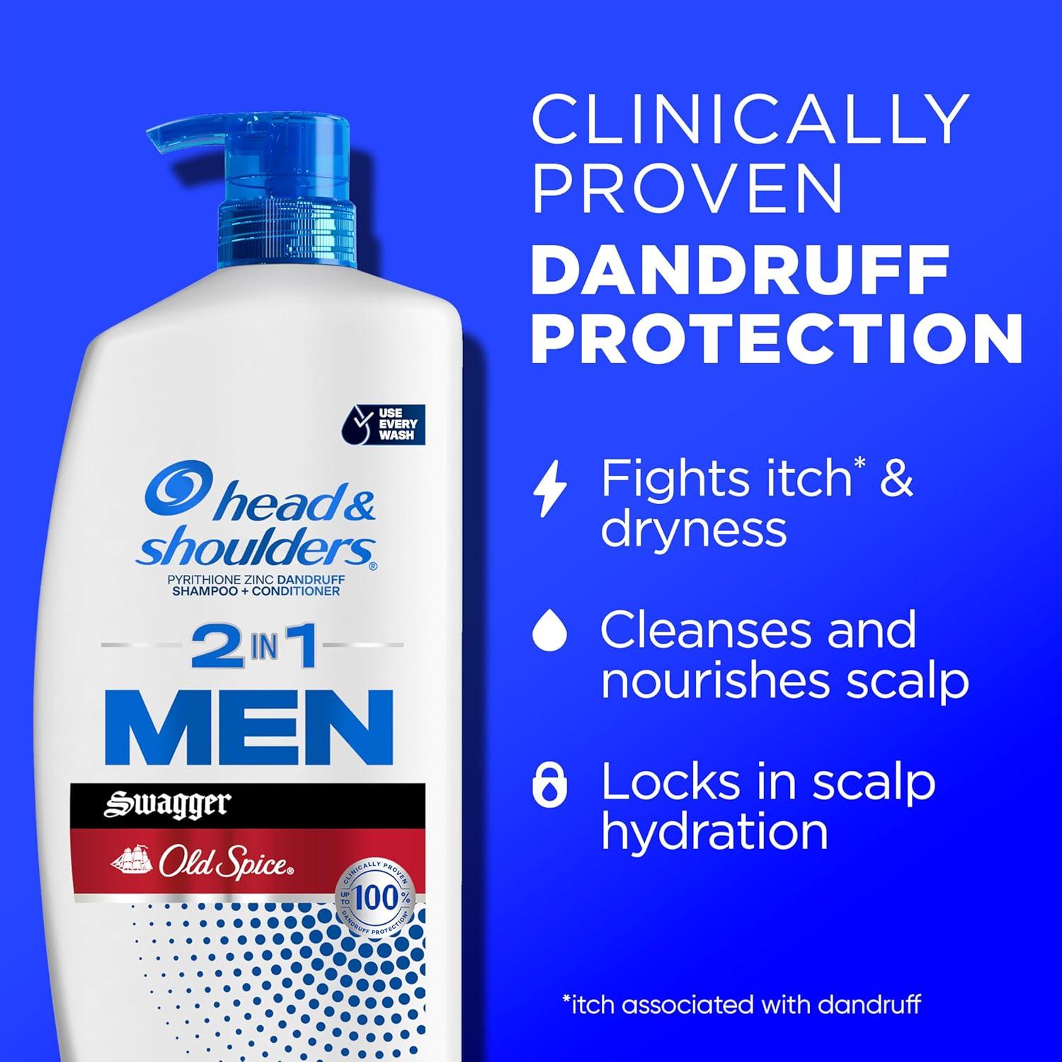 image:imageHead amp Shoulders Mens AntiDandruff Shampoo and Conditioner with 1 Pyrithione Zinc Old Spice Pure Sport Mens 2in1 Twin Pack Shampoo for Men 314 fl oz EachOld Spice Swagger