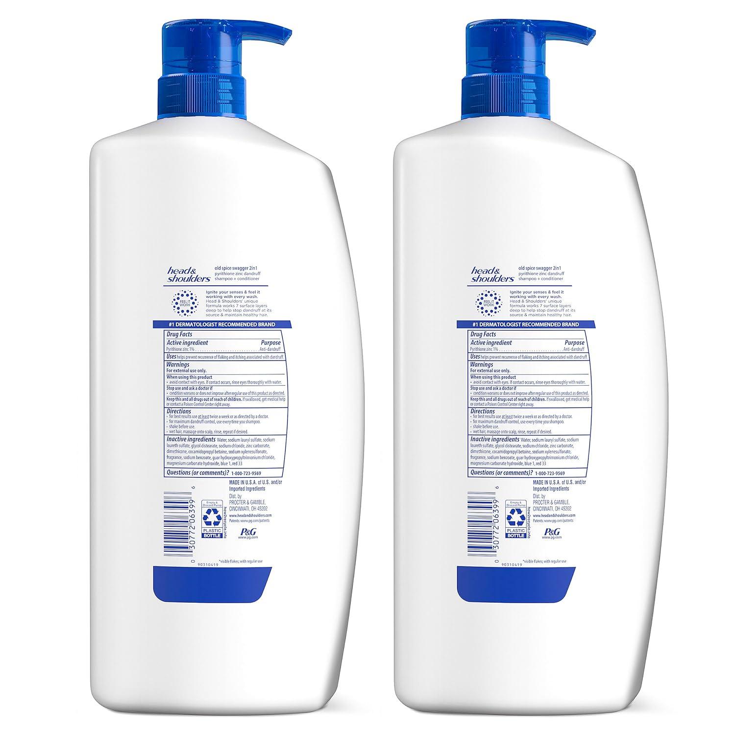 image:imageHead amp Shoulders Mens AntiDandruff Shampoo and Conditioner with 1 Pyrithione Zinc Old Spice Pure Sport Mens 2in1 Twin Pack Shampoo for Men 314 fl oz EachOld Spice Swagger