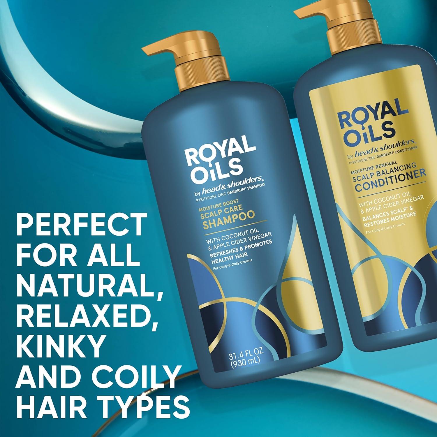 image:imageHead amp Shoulders Royal Oils Shampoo and Conditioner Set 1 Pyrithione Zinc Scalp Care amp Hydration Moisture Renewal Conditioner AntiDandruff Shampoo 128 fl oz EachCoconut Oil Apple Cider Vinegar