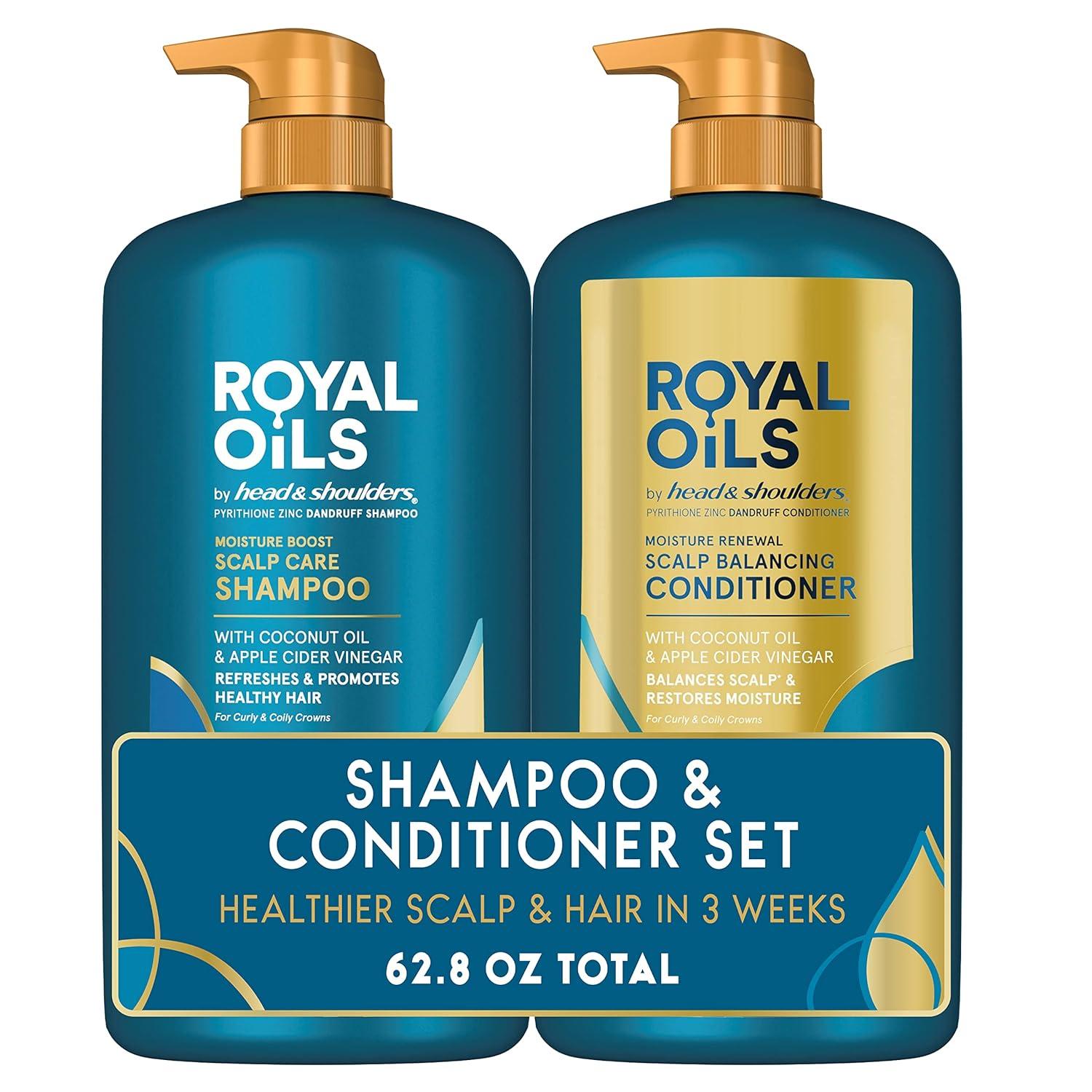 image:imageHead amp Shoulders Royal Oils Shampoo and Conditioner Set 1 Pyrithione Zinc Scalp Care amp Hydration Moisture Renewal Conditioner AntiDandruff Shampoo 128 fl oz EachCoconut Oil Apple Cider Vinegar