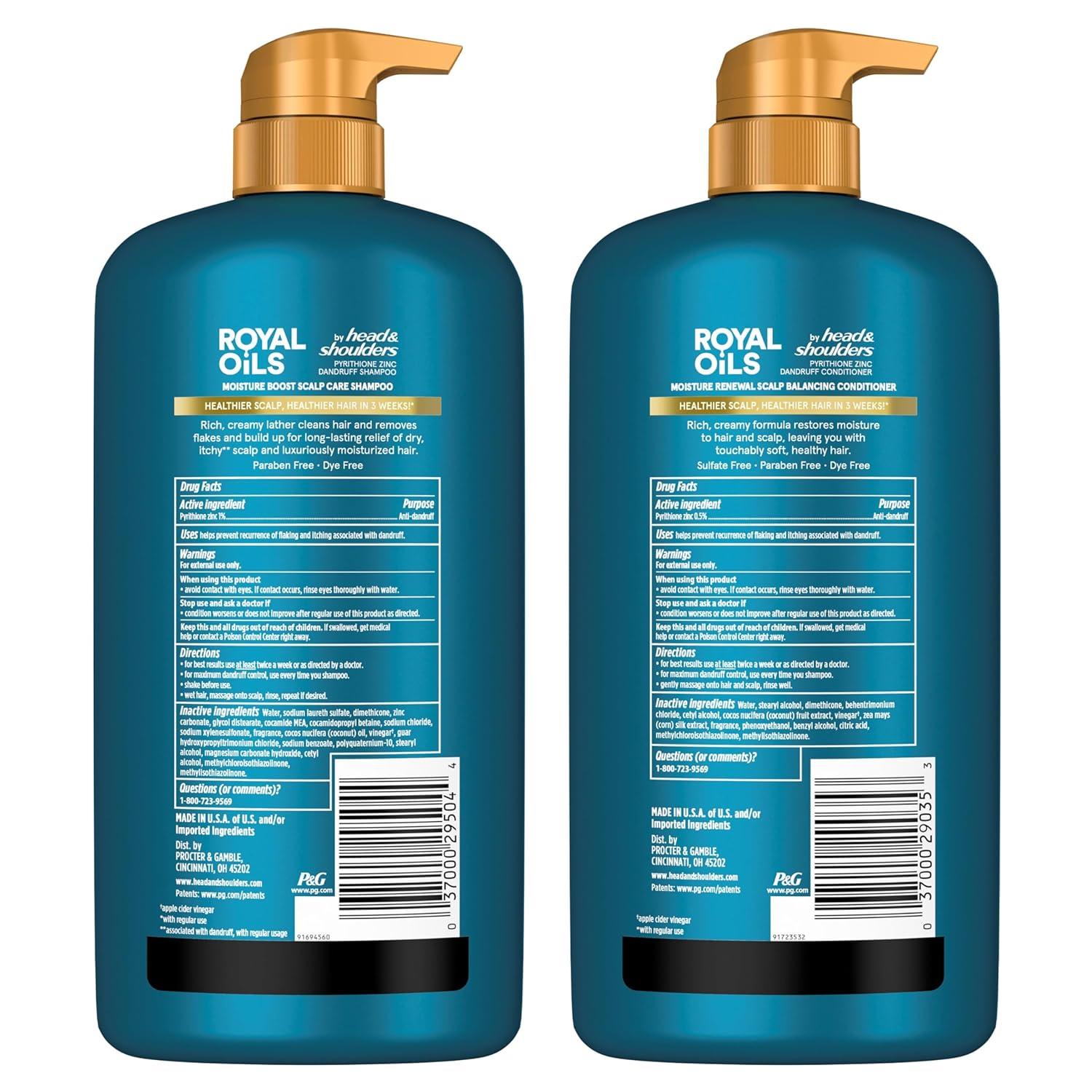 image:imageHead amp Shoulders Royal Oils Shampoo and Conditioner Set 1 Pyrithione Zinc Scalp Care amp Hydration Moisture Renewal Conditioner AntiDandruff Shampoo 128 fl oz EachCoconut Oil Apple Cider Vinegar