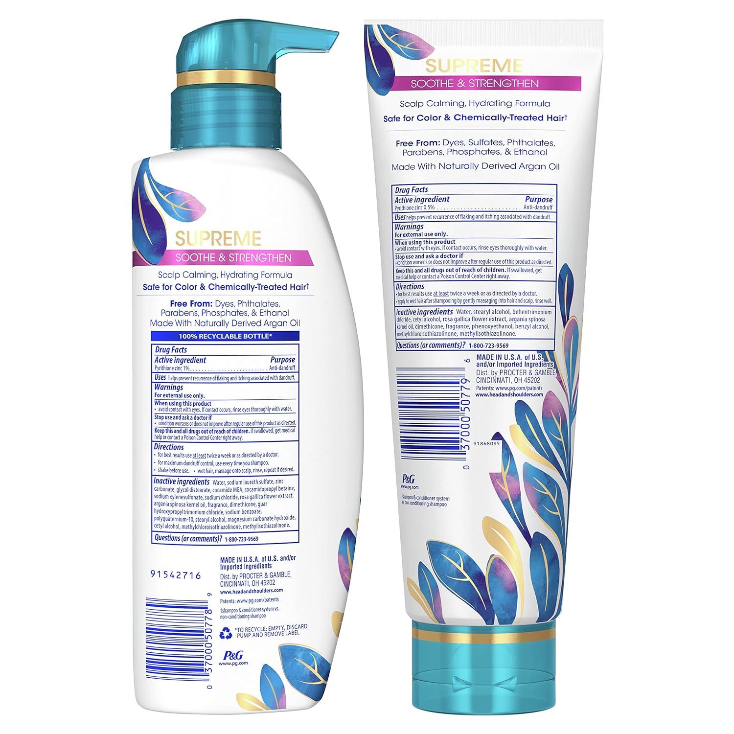 image:imageHead amp Shoulders Supreme AntiDandruff Shampoo with Argan Oil and Rose Essence 1 Pyrithione Zinc SulfateFree Deep Moisturization and Itch Control 282 fl ozShampoo and Conditioner Set