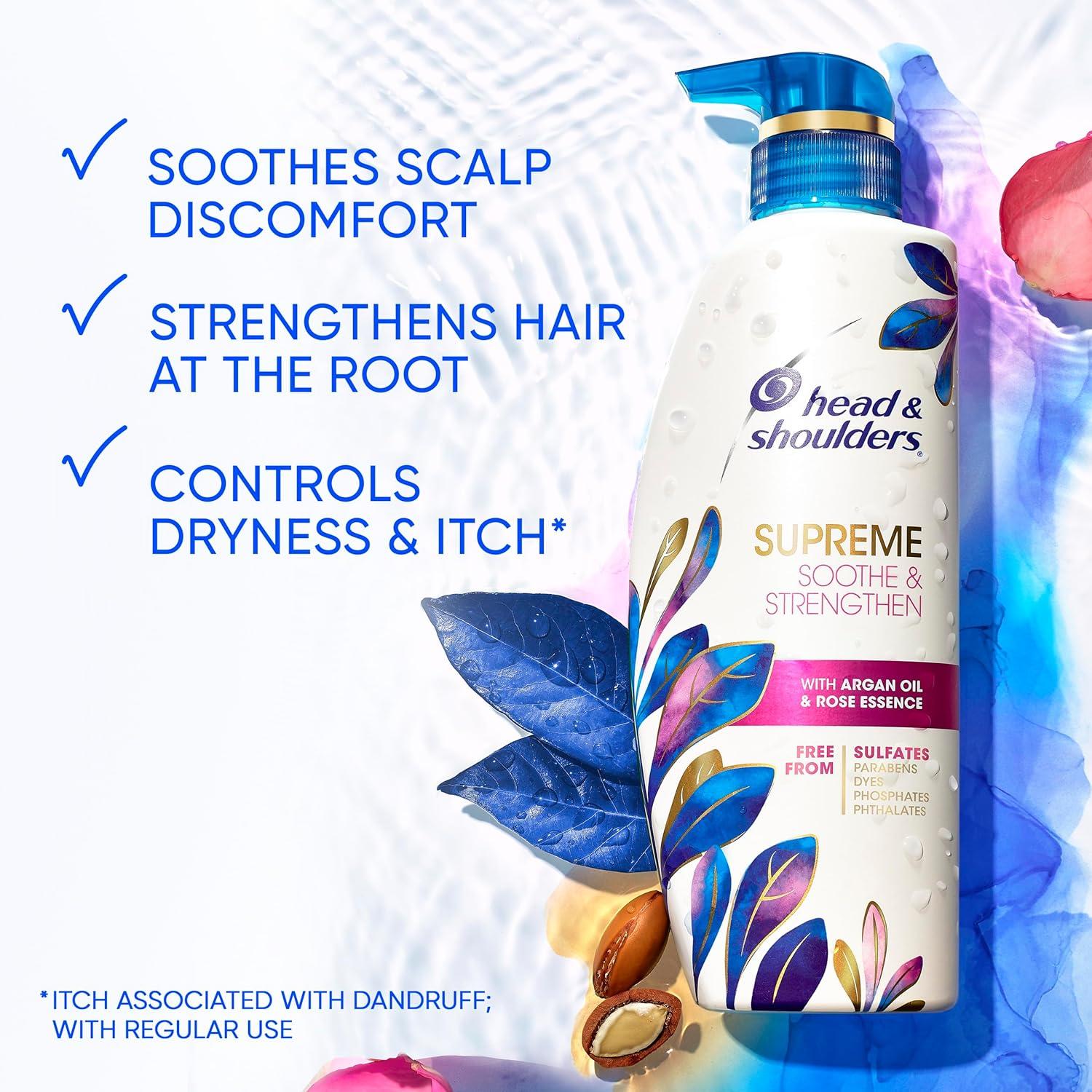 image:imageHead amp Shoulders Supreme AntiDandruff Shampoo with Argan Oil and Rose Essence 1 Pyrithione Zinc SulfateFree Deep Moisturization and Itch Control 282 fl ozShampoo