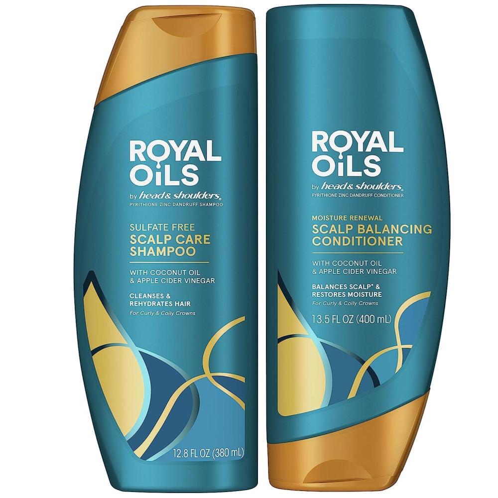 image:imageHead amp Shoulders Royal Oils Shampoo and Conditioner Set 1 Pyrithione Zinc Scalp Care amp Hydration Moisture Renewal Conditioner AntiDandruff Shampoo 128 fl oz EachCoconut Oil Apple Cider Vinegar
