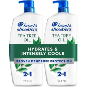 Head & Shoulders Anti-Dandruff Shampoo and Conditioner, Full and Thick 2-in-1 Twin Pack, 1% Pyrithione Zinc, Cleans to Restore Fullness to Thinning Hair, 32.1 fl oz Each(Tea Tree Oil)