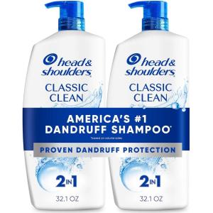 Head & Shoulders Anti-Dandruff Shampoo and Conditioner, Full and Thick 2-in-1 Twin Pack, 1% Pyrithione Zinc, Cleans to Restore Fullness to Thinning Hair, 32.1 fl oz Each(Classic Clean)