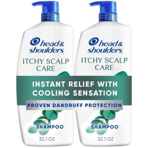 Head & Shoulders Anti-Dandruff Shampoo with 1% Pyrithione Zinc, Clinically Proven & Scalp Care Treatment, Fresh Green Apple Scent, 32.1 Fl Oz Each, 2 Pack(Eucalyptus)