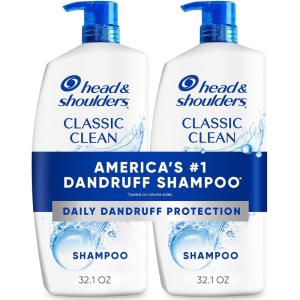 Head & Shoulders Anti-Dandruff Shampoo with 1% Pyrithione Zinc, Clinically Proven & Scalp Care Treatment, Fresh Green Apple Scent, 32.1 Fl Oz Each, 2 Pack(Classic Clean)