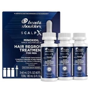 Head & Shoulders Scalp X 5% Minoxidil Hair Regrowth 2x Daily Leave-On Treatment for Men’s Thinning Hair & Hair Loss, 3-Month Supply, 2 Fl Oz Each, (Set of 3)(Men)
