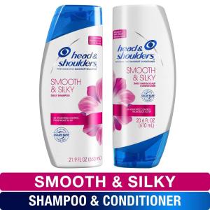 Head & Shoulders Smooth & Silky Dandruff Shampoo and Conditioner Twin Pack, 23.4 Fluid Ounce(21.9oz)