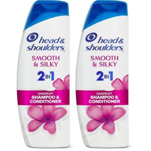 Head and Shoulders 2 in 1 Dandruff Shampoo and Conditioner, Anti-Dandruff Treatment, Smooth and Silky for Daily Use, Paraben Free, 12.5 oz(23.7 Fl Oz (Pack of 2))